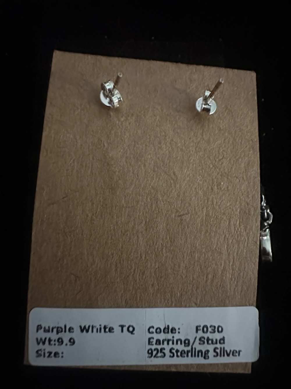 925 Sterling Silver Purple White TQ - Picture 2 of 2